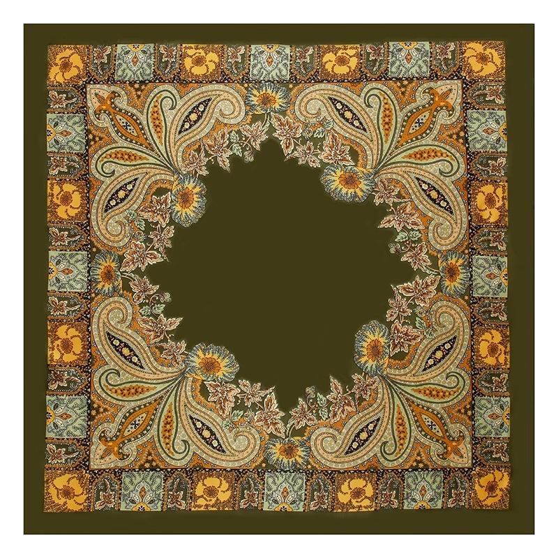 S 90*90Cm Square Silk Scarves Women Hijab Shawls Fashion Print Femme Head Scarf Foulard Bandana Beach Pareo