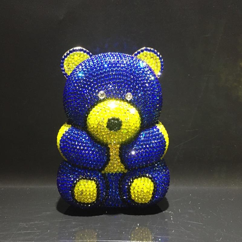 

Bear-Shaped Yellow Rhinestone Diamond Wedding Party Bags Luxury Designer Women Evening Clutches Purses Formal Dinner Handbags 15cmX11cmX5cm