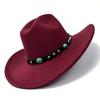 New Western Cowboy Hat, Black Woolen Jazz Top Hat, Four Seasons Men'S And Women'S Turquoise Crimped Felt Hat