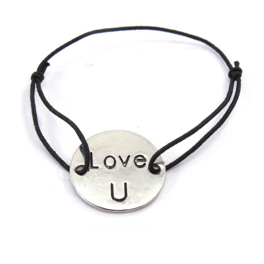 Les Trésors De Lily [J7563] - Fancy Bracelet 'Love U' Black Silver