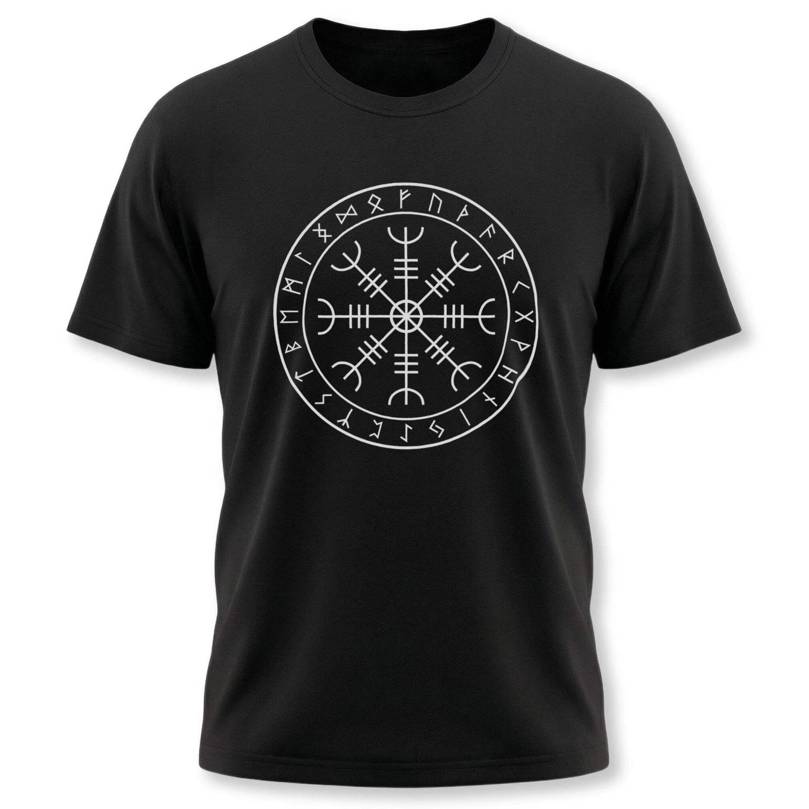 Norse Aegishjalmur T-Shirt | Helm of Awe Viking Rune Circle Tee Graphic Shirt XS