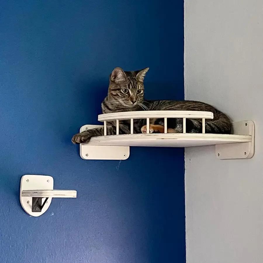 Wandmontiertes Katzenregal-Set Eck-Aussichtsplattform mit kleiner Sprungplattform zum Klettern und Schlafen für Kätzchen
