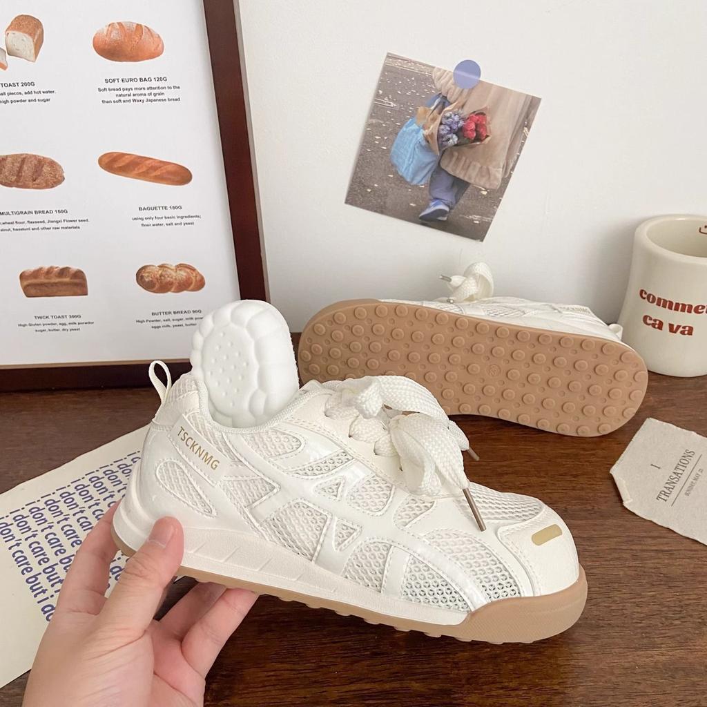 Beige mesh board shoes women's new summer breathable niche white shoes women's shoes