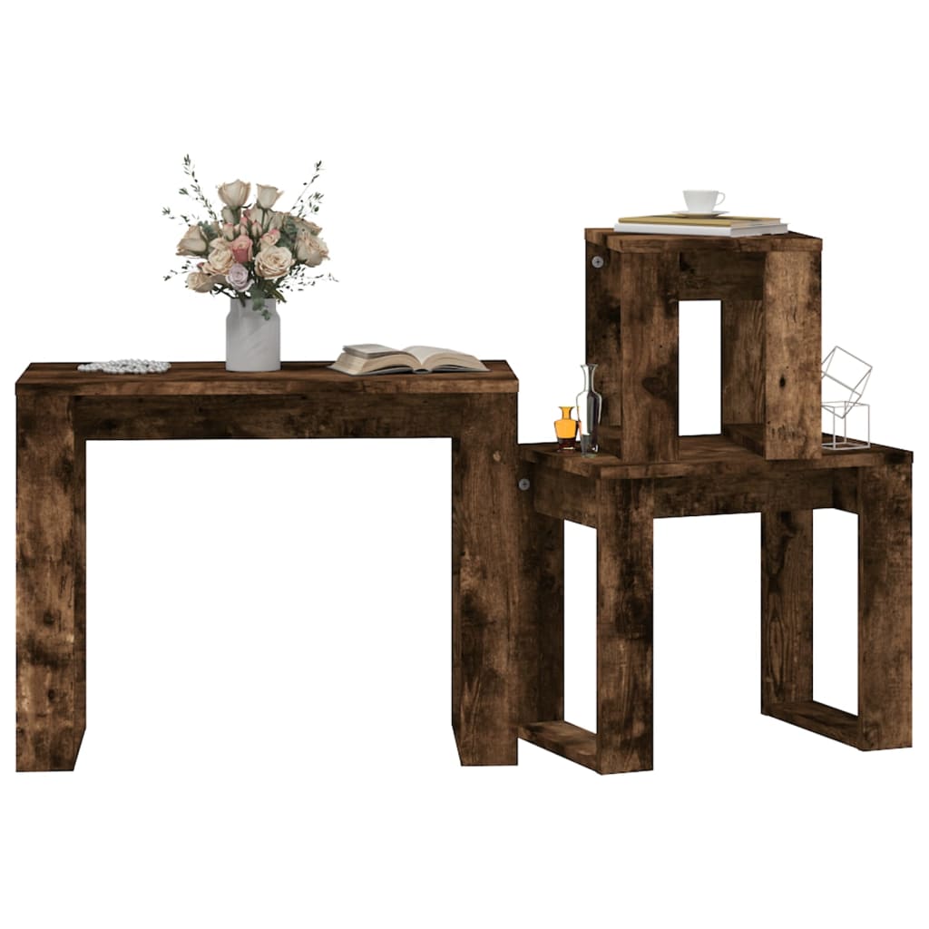 Vidaxl Nesting Tables, 3 Pcs., Smoked Oak