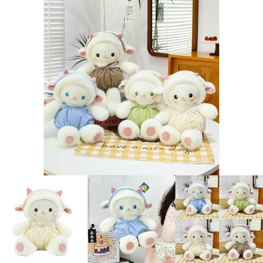Plush Sheep Toy With Dot Patterned Clothing Decor For Kids Birthday Gift