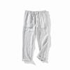 100% Pure Linen Casual Long Pants for Men, Summer Thin Style, Versatile, Chinese Style, Loose Straight-Leg Pants