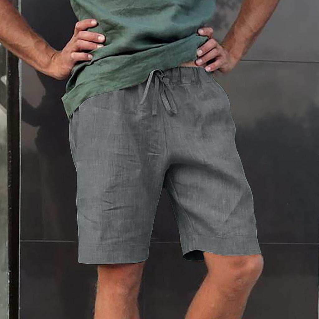 Men's Linen Multi-pocket Drawstring Casual Shorts