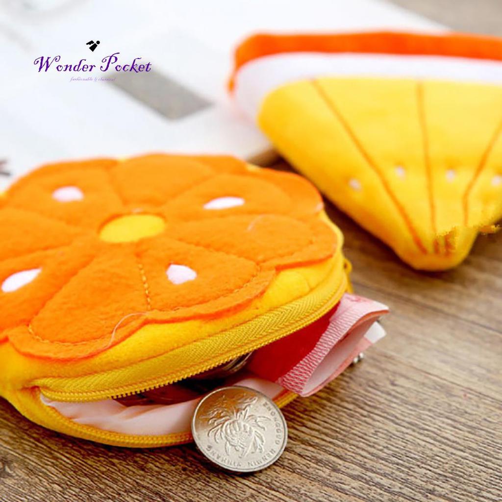 Wonder Pocket Watermelon Orange Fruit Shape Plush Keychain Pendant Coin Pocket Pouch Purse