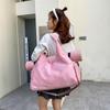 Lightweight Multifunctional Gym Bag with Logo Print, Large Capacity, Shoe Compartment, Perfect for Travel & Yoga.