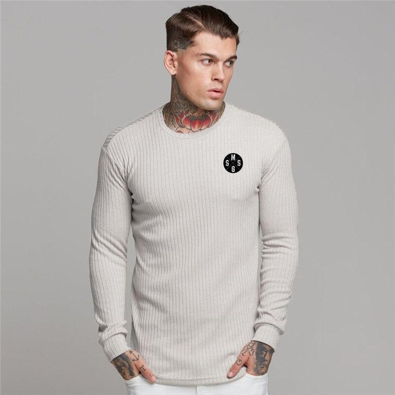 

Muscleguys, новый молодежный свитер, мужская вязаная футболка с длинными рукавами, повседневная удобная рубашка XXL белый