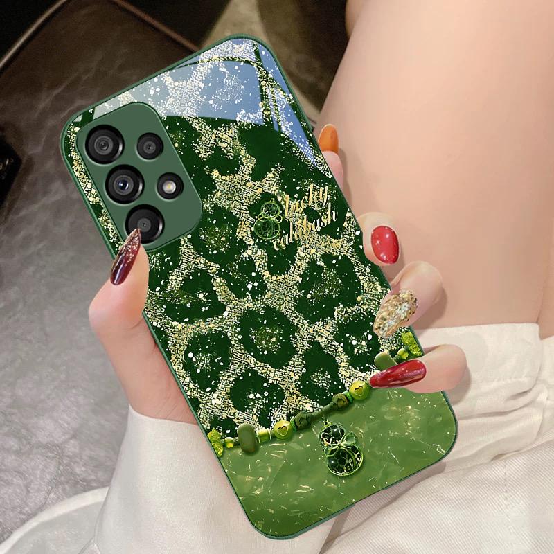 Leopard Patterned Gourd For Samsung Galaxy S10 4G S20 11E 30 S21 22 S24 Fe Pro S23 S25 Ultra 5G S9 Tempered Glass Phone Case