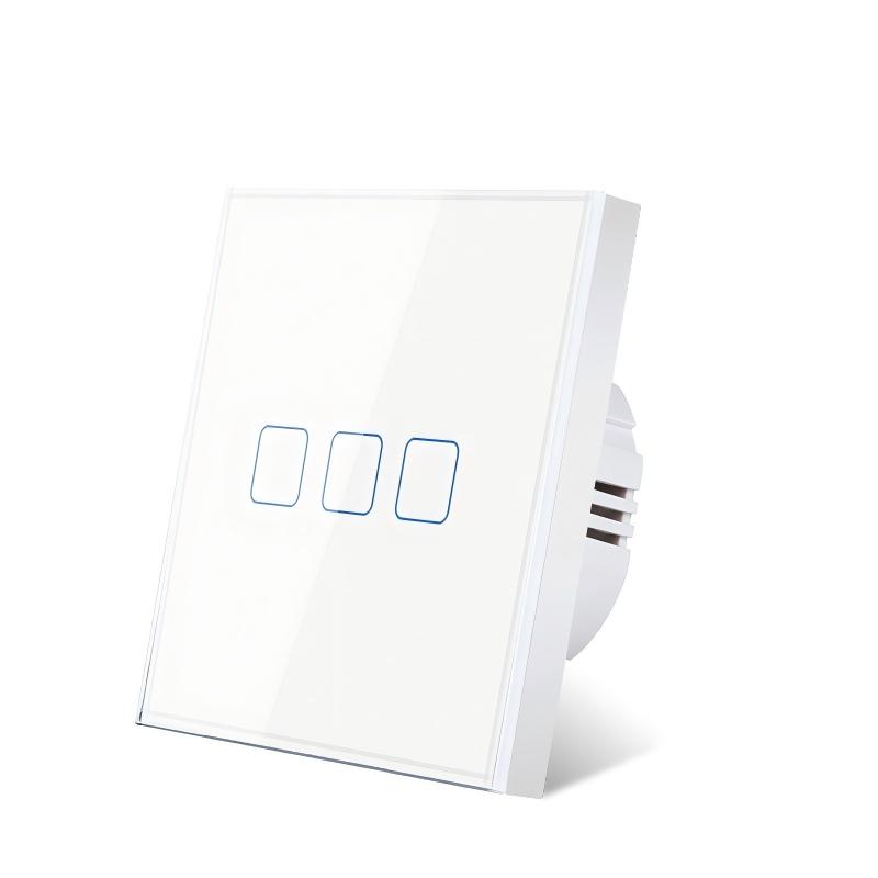 EU/UK No Neutral Wire Touch Wall Light Switch 1/2/3 Gang Single Live Wire Tempered Glass Panel for Home & Hotel /ODM Factory