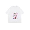 Oversized T Shirt Black Punk Style Graphic Print With Rabbit Ears And Colorful Face Art For Casual Wear