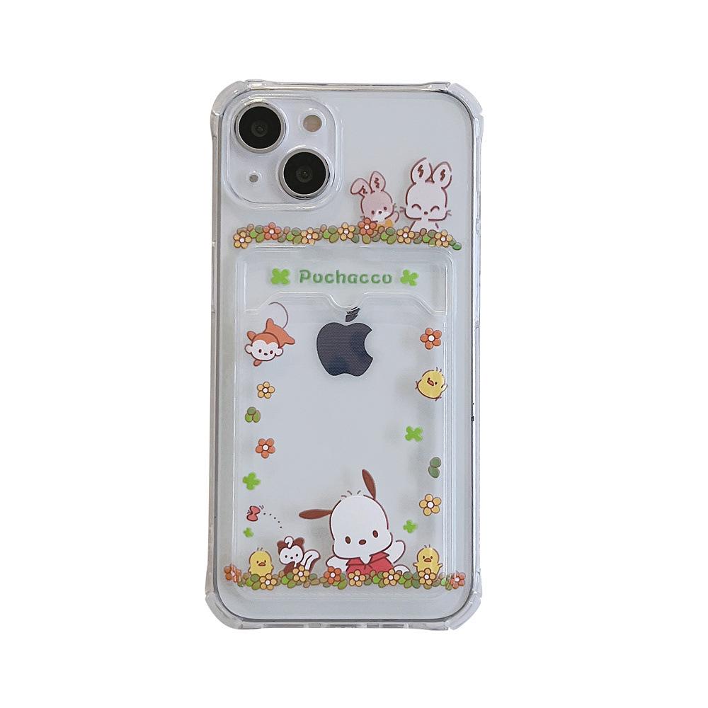 Strawberry Dog Bunny iPhone 11 Case with Card Slot for XRXs - Transparent, Apple 15 Promax Mobile Phone Case, 14 in Total.