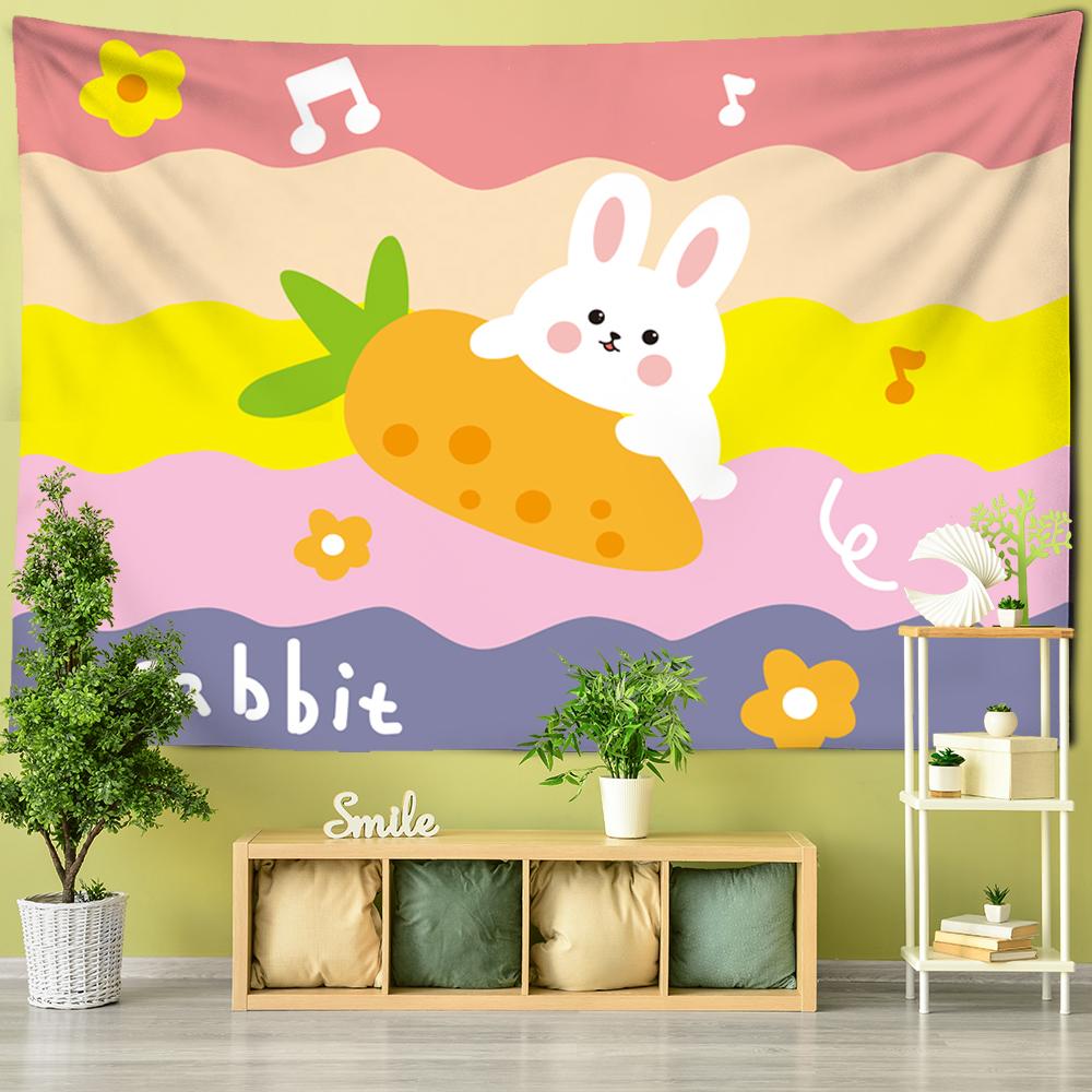 Colorful Cartoon Animal Tapestry Wall Hanging Hippie Bohemian Lovely Fresh Polyester Printing Children's Bedroom Home Decor
