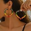 Vintage Colorful Drip Oil Heart Shape Hoop Earrings for Women Exaggerated Bamboo Knot Big Circle Personality Earrings Zircon