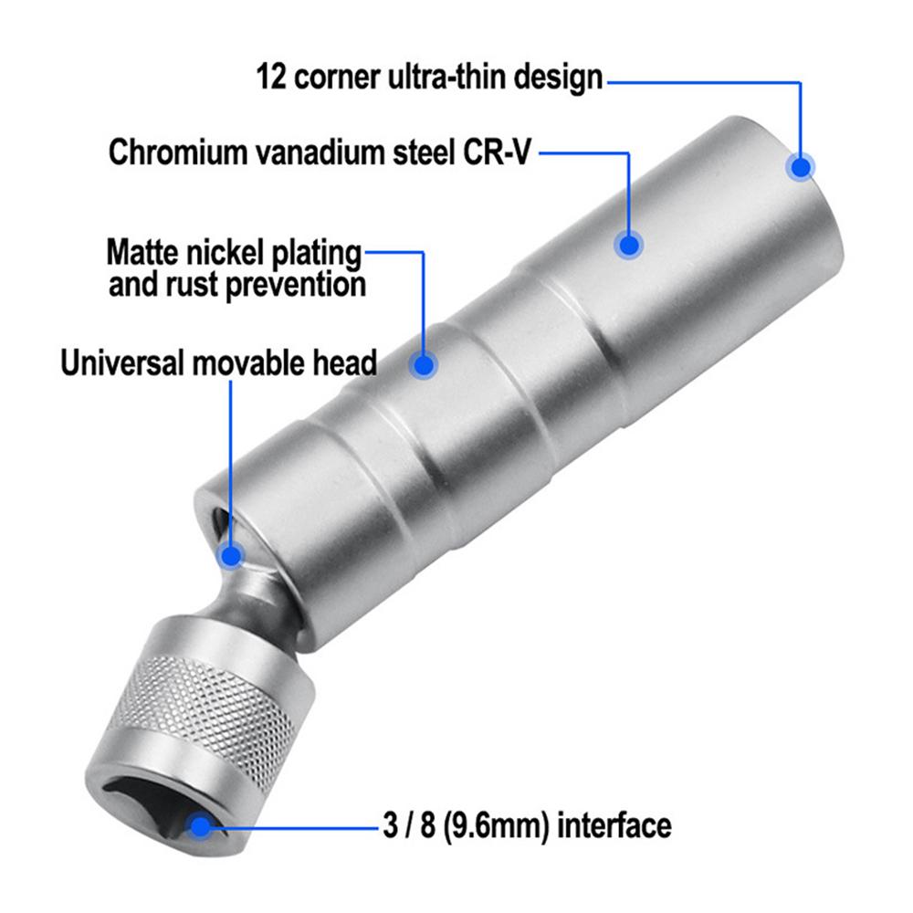 Εργαλείο Επισκευής Αυτοκινήτου 14/16mm Κλειδί Μπουζί Μαγνητικό 12 Γωνιών Εργαλείο Αφαίρεσης Μπουζί Λεπτού Τοιχώματος Καρυδάκια Κίνησης 3/8"