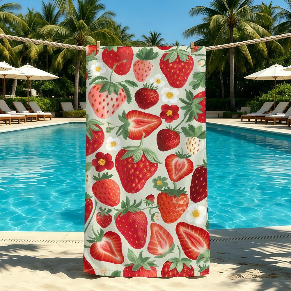 Strawberry Cute Anime Towel For Outdoor Camping Beach Towel Super Absorbent Quick-Drying Summer Towel