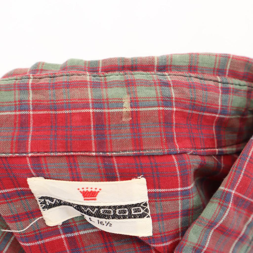 MAYWOOD 60s Vintage Check Pattern Long Sleeve Button Down Shirt L Red Men's Used