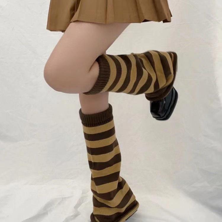 Retro Micro-Flare Gestrickte Beinwärmer mit Streifen - Harajuku Spicy Girl Stil Socken