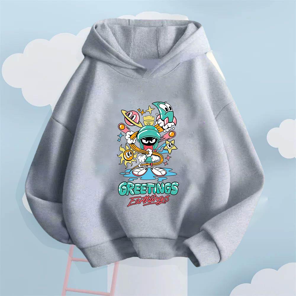 "GREETINGS" Graffiti Cartoon Printed Kids' Hoodie, Let Children Wear Personality-Filled Hip-Hop Playful Fashion Sense
