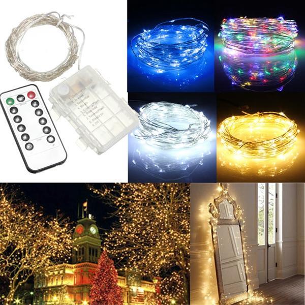 

16.4ft/5M 50 LED Battery Operated Silver Wire String Fairy Light Xmas + Remote Controller