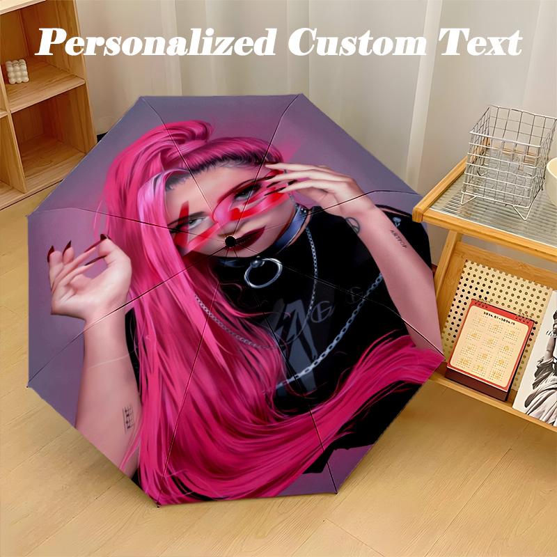 Portable Auto Folding Umbrella,Lady Gaga 8 Rib Waterproof Umbrella For Camping Commute