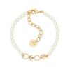 Letter Design Gold Plated Metal Resin Pearl Bracelet Unisex Bracelet White B2921WOMRS-D301
