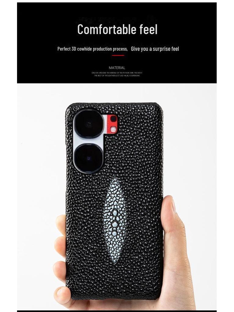 IQOO Neo7 Rindsleder Perlfischmuster Halbschalen-Rennlederhülle: Schutzhülle mit einzigartigem Design für das Neo7 Mobiltelefon.