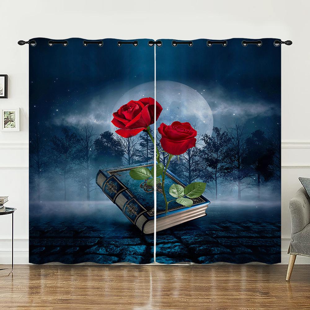 Vorhänge Rose Retro Hirsch Vorhang Digitaldruck Verdunkelungsvorhang Ohne Bohren
