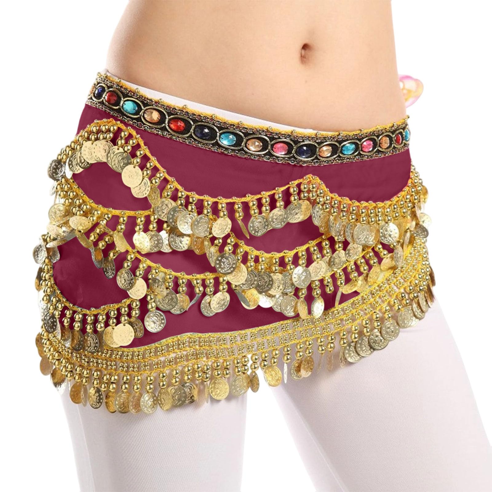 

Women s High Waisted Sexy Sequined Half Skirt Waist Accessories Sequined Belly Dance Waist Scarf One Size