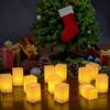 Sada 12 7,5cm Obdélníkových LED Svíček, Blikající, Vánoční Dekorace, Uklidňující Světlo, Teplá Bílá, Bez Vůně, Bezplamenné, Noční Světlo,