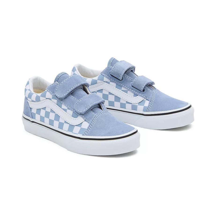 Vans Old Skool Abrasion Resistant Low Top Kids' Skateboarding Shoes White Blue Children Aged 3 7 Years Old VN0A38HDDSB