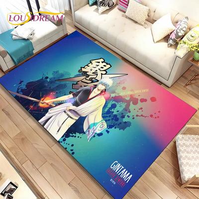 Alfombra 3D de Anime Gintoki Kagura Gintama, ideal para sala de estar, dormitorio, sofá, decoración, alfombra antideslizante para juegos infantiles.