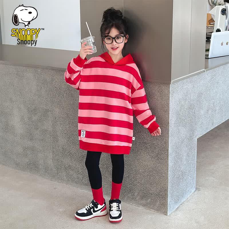 Snoopy Girls  Striped Casual Hoodie 130