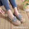 Embroidered Ethnic Low-Cut Linen Shoes for Spring & Autumn - Comfortable Middle-Aged & Elderly Women's Footwear