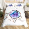 Wolves Dreamcatcher Duvet Cover Set, Animal Prints Queen Size Comforter Cover, Dreamlike Vintage Feather Wolf Bedding 3pcs Sets