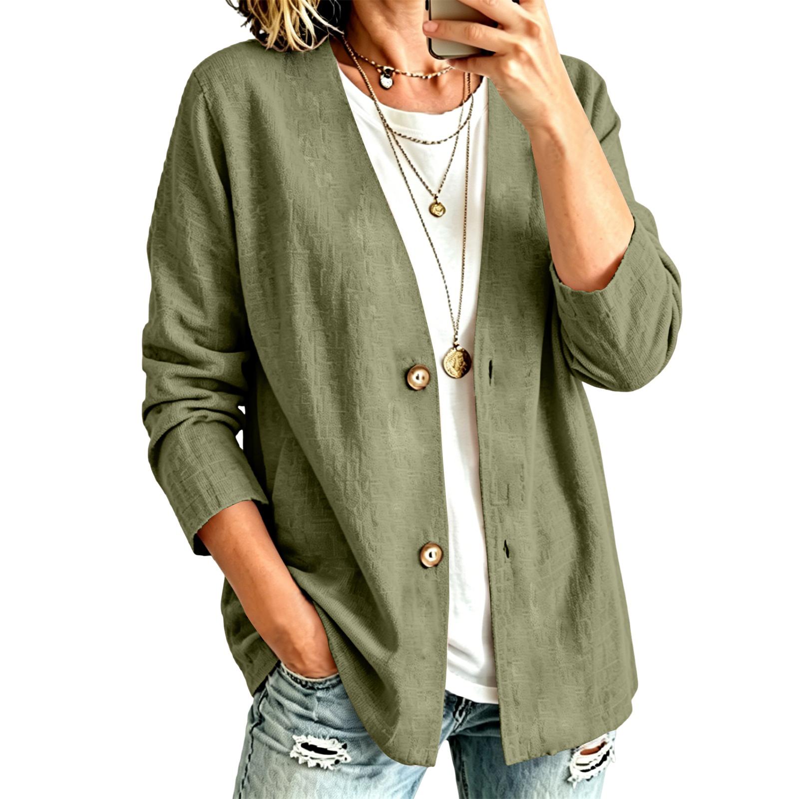 Women s Casual Cotton Linen Cardigan - Open Front Long Sleeve Lightweight Outerwear L