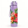 1PC Red Poppy Green Leaf Floral Print 750ml Color Plastic Sports Water Bottle Leakproof Flip Straw Lid Suitable for Sports Office Home Use