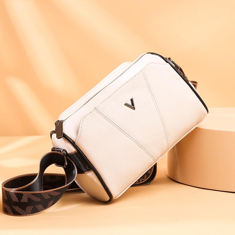Retro bag new top layer cowhide small square bag trendy versatile shoulder bag simple texture crossbody bag