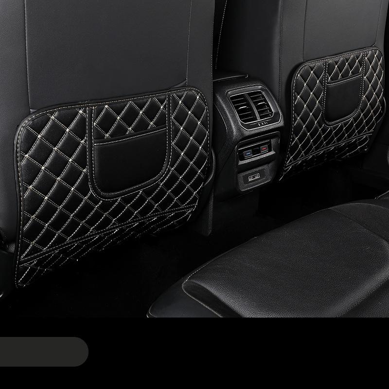 Car Accessories Seat Back Anti Kick Pad Quilted Leather Child Protection Pads With Storage Bag Wear-resistant Easy To Clean