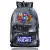 Rainbow Friends Cartoon School Backpack Kids Boys Girls Lightweight Oxford Fabric Bookbag With Ergonomic Shoulder Straps