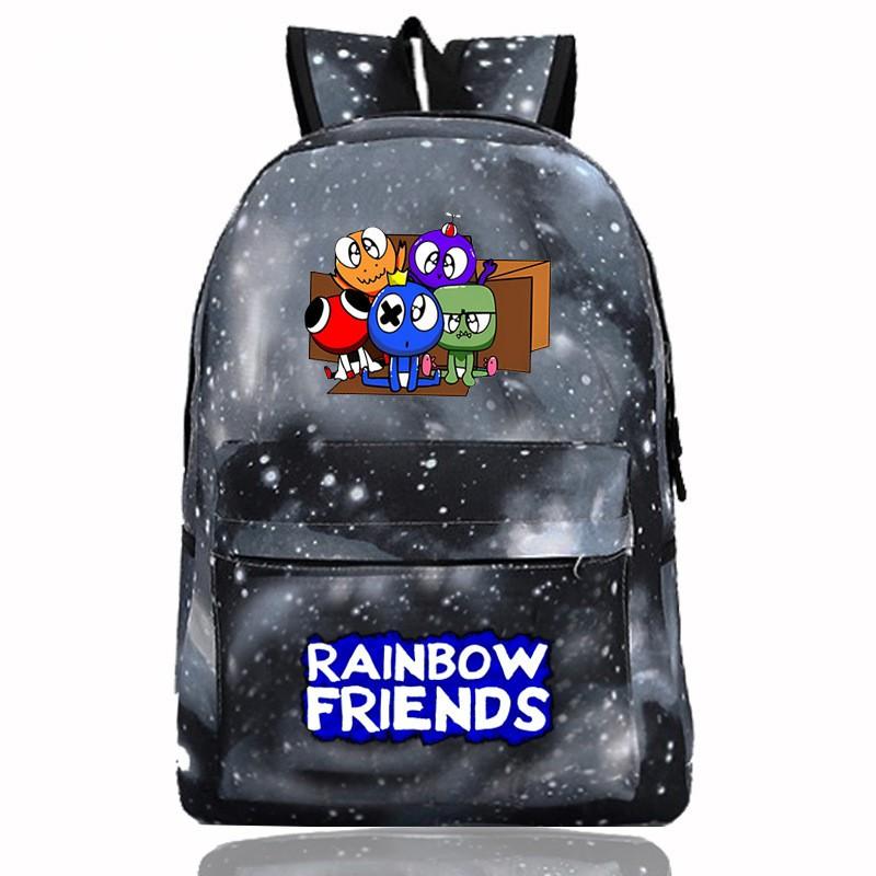 Rainbow Friends Cartoon School Backpack Kids Boys Girls Lightweight Oxford Fabric Bookbag With Ergonomic Shoulder Straps