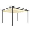 Garden Pergola 4x3 M with Retractable Roof Aluminum Structure UPF30+ Drainage Holes Outdoor Pavilion Cream