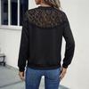 Womens Loose Long Sleeve T-Shirt With Lace Cutout Detail Fall Winter 2026 Elegant Casual Top