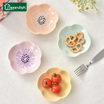 Piatti Ceramici a Forma di Fiore per Salsa Condimento Piatto da Portata Piattini per Spezie Snack Ciotola per Frutta Sushi Accessori per Tavola da Cucina