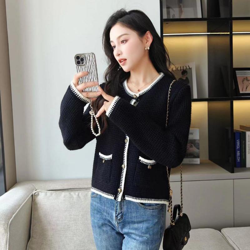 Cardigan Sweater Autumn and Winter Coat Cardigan Knitted High Grade  Fragrant Korean Long Sleeve O Neck Sweater Cardigan Female