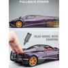 1/24 Scale Huayra Diecast Car Model Toy, Pull Back Toy Vehicle with Sound and Light for Kids Toddler Boys Girls Gift Collection