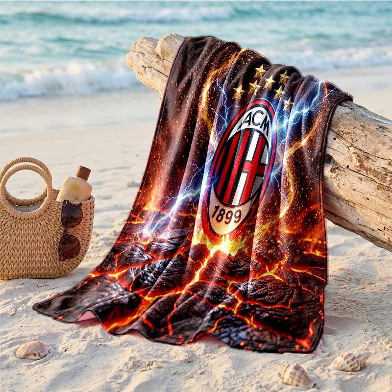 Asciugamano da Spiaggia in Microfibra con Stampa AC Milan Asciugatura Rapida Assorbente Grande Asciugamano per Spiaggia Nuoto Viaggio
