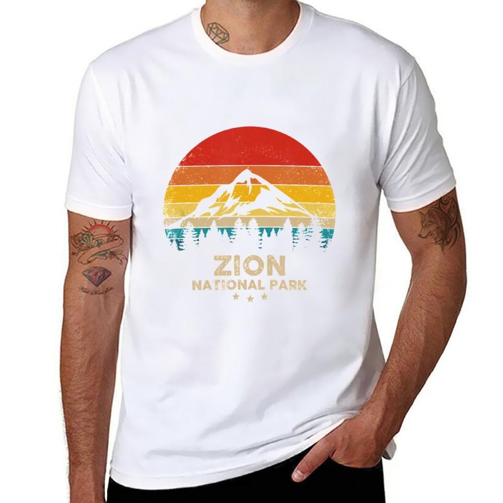 Vintage Zion  National Park Retro Souvenir TShirt Cute Tops Hippie Clothes Mens Clothing